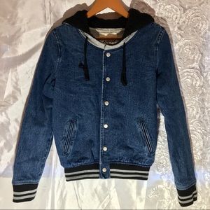 CAMAR Denim Blue Long Sleeve Hood Snapup Jacket-XS